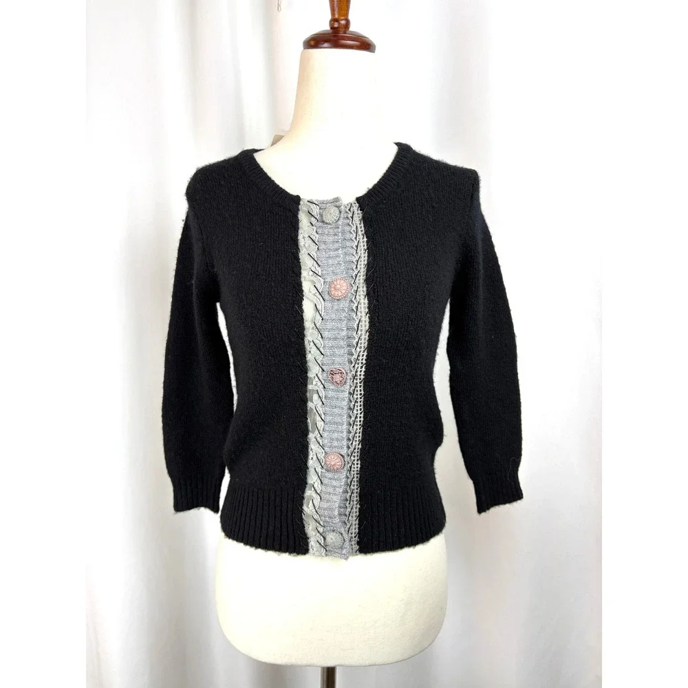 Free People Wool Blend Whimsigoth Dark Coquette Cottagecore Cardigan XS NWT